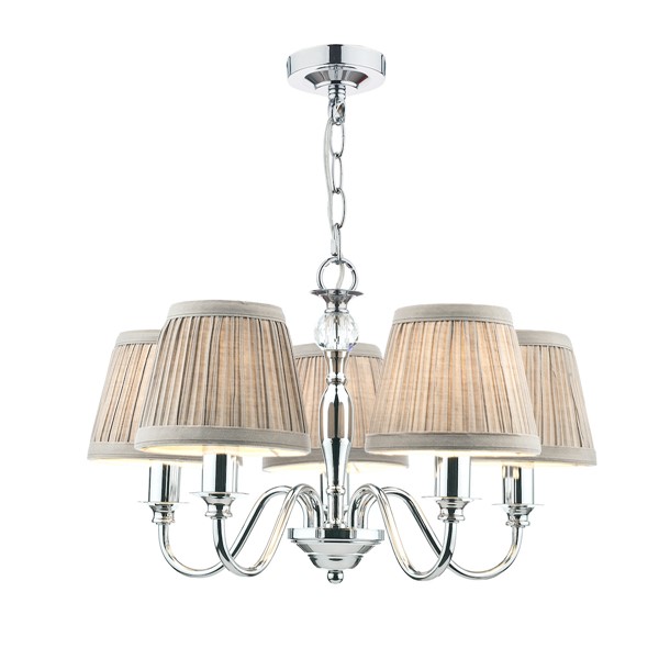 (image for) Laura Ashley Ellis 5lt Pendant Polished Chrome With Shades